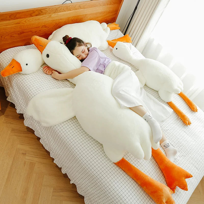 Lovely Big White Goose Throw Pillow – Plush Decorative Cushion for Home and Bedroom