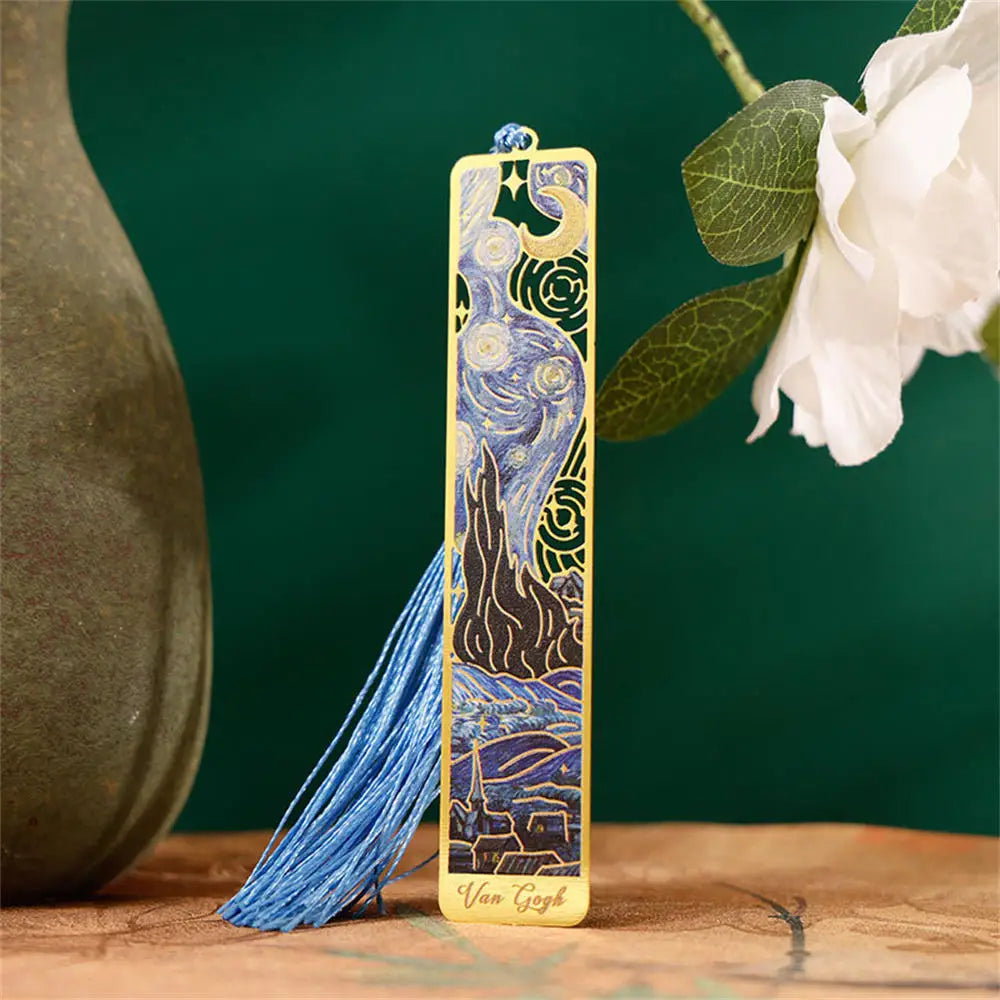 Floral Painting Metal Bookmark Hollowed Brass Book Clip