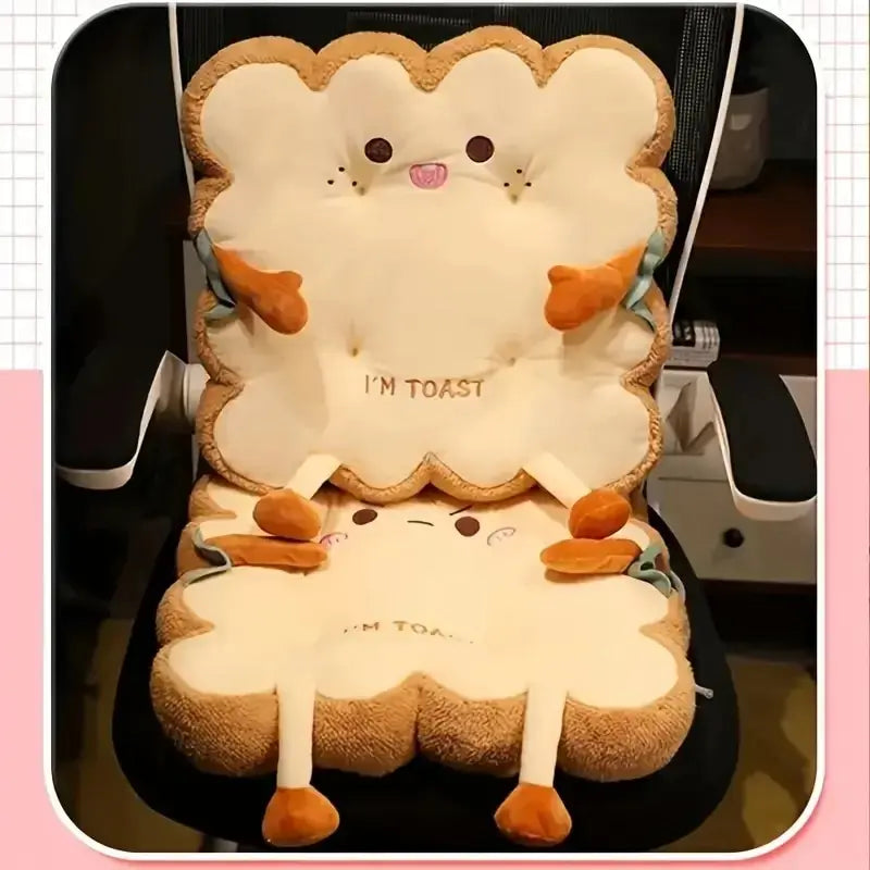 Simulation bread toast cushion with soft velvet fabric and thick cotton filling