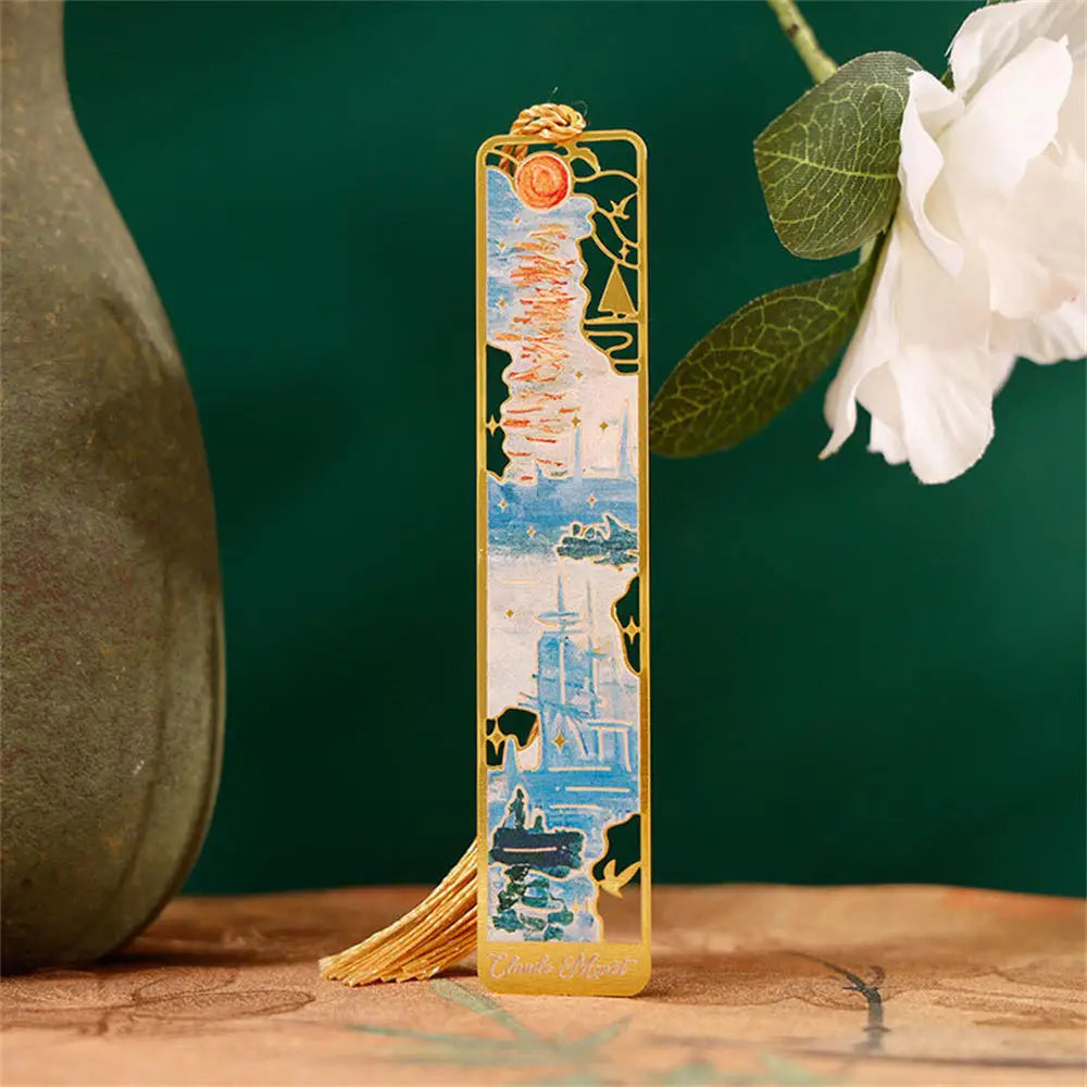 Floral Painting Metal Bookmark Hollowed Brass Book Clip