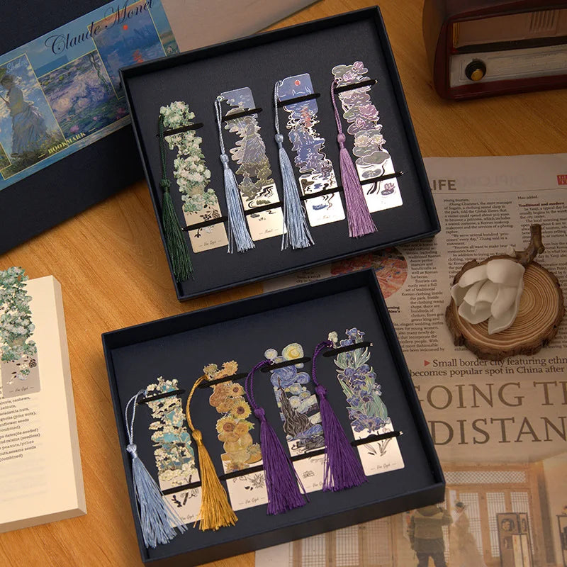 Floral Painting Metal Bookmark Hollowed Brass Book Clip