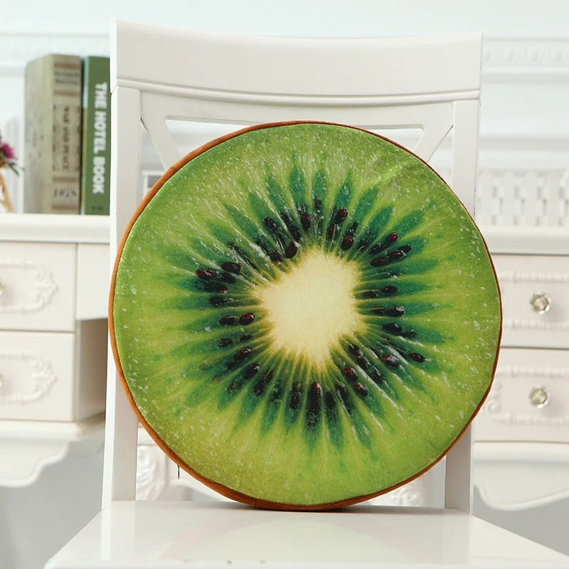 33cm round throw pillow with 3D fruit print design in plush fabric&nbsp;