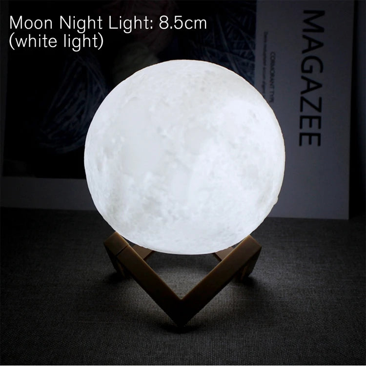 8CM Moon Lamp LED Night Light – Mini 3D Lunar Lamp with Warm Glow