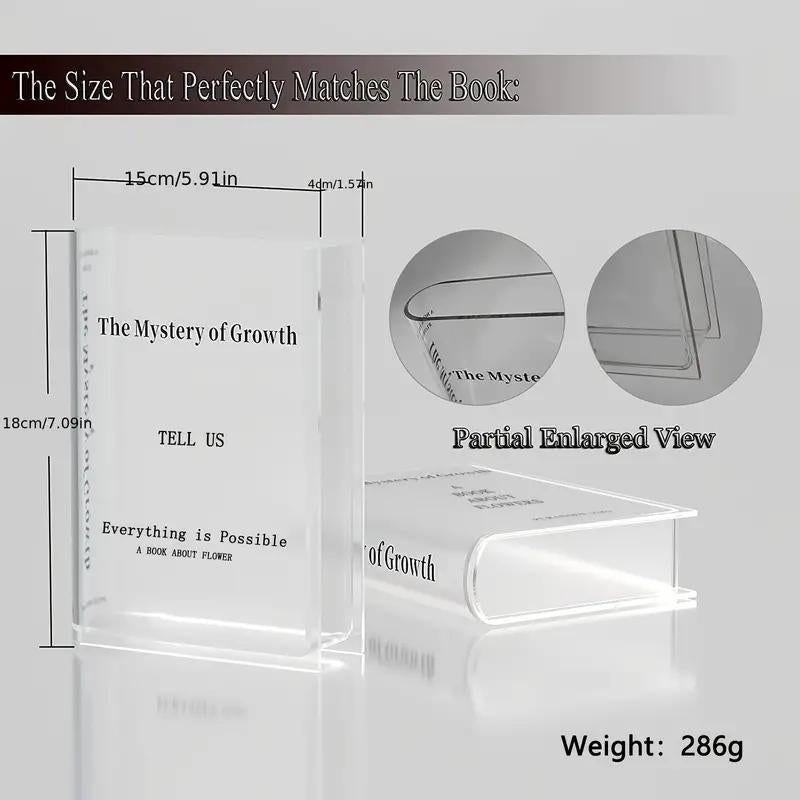 Acrylic Book Shaped Vase Modern Home Decorative Accent