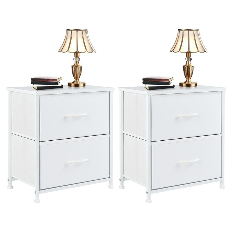Nightstand with 2 Fabric Drawers, Small Dresser, Side Table, End Table, Bedside Table, Night Stands, Bedroom Furniture