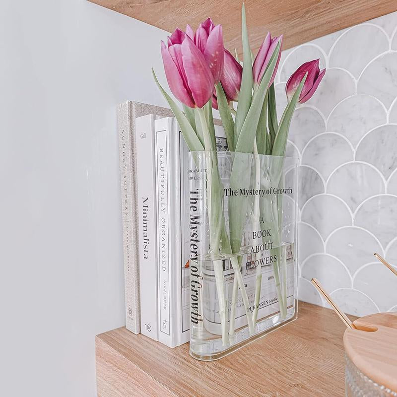 Acrylic Book Shaped Vase Modern Home Decorative Accent