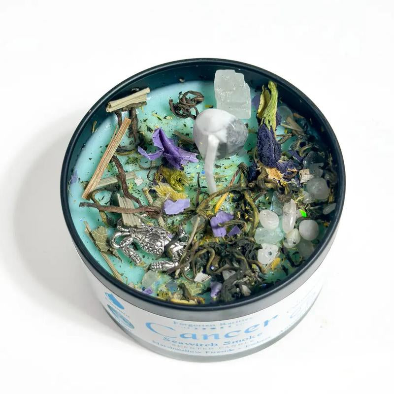 3Oz Zodiac Spell Candles with Herbs and Crystals Astrology Candle