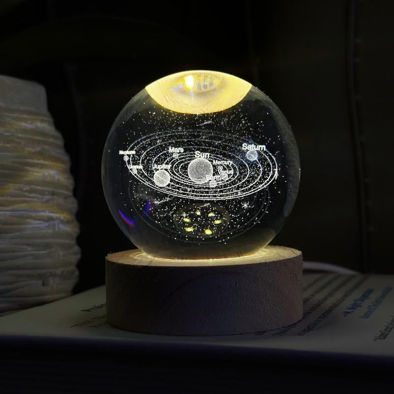 Astrale LED Crystal Space Lamp, Galaxy, Moon, Saturn, Solar System, Night Light, Desk Decoration, Gift Idea for Kids, Girlfriend, Boyfriend