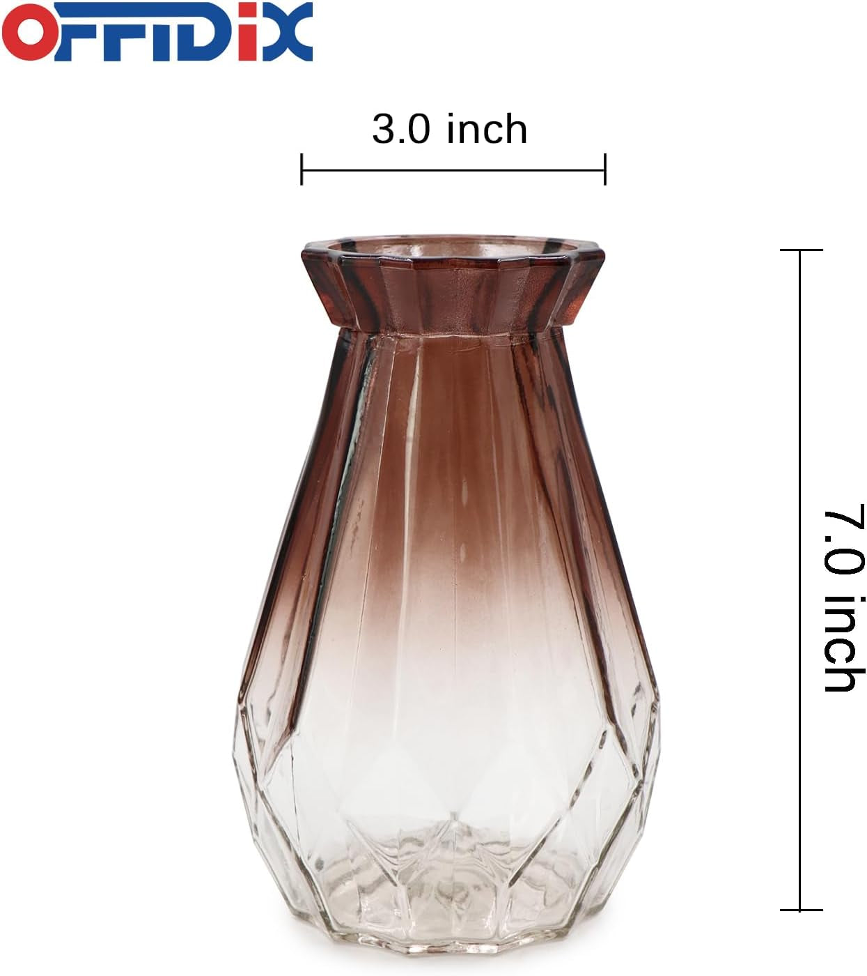 Glass Vase Gradient Multicolor with Geometric Faceted Design Art Decorative Flower Vase for Wedding, Dinning, Bookshelf, Home Decoration or Gift