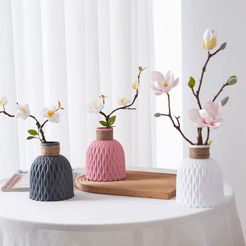 1PC Water Ripple Plastic Vase Wave Flower Pot Arrangement Modern Nordic Style Home Living Room Desktop Decoration Ornament