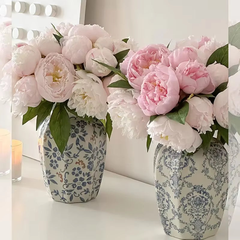 Vintage Ceramic Vase Blue and White Procelain Flower Pot Hand-Painted Vase for Flowers Home Decor Balcony Living Room Decoration