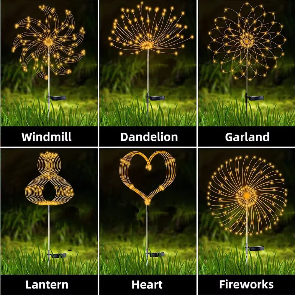 LED Solar Firework Lights Colorful Outdoor Garden Decoration