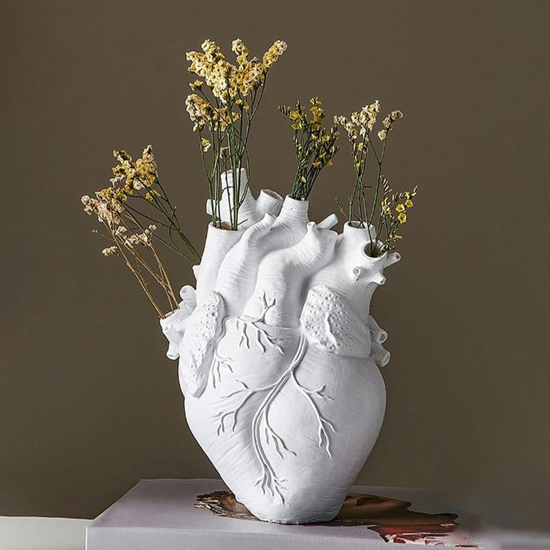 Heart Organ Design Flower Vase Decorative Resin Home Decor