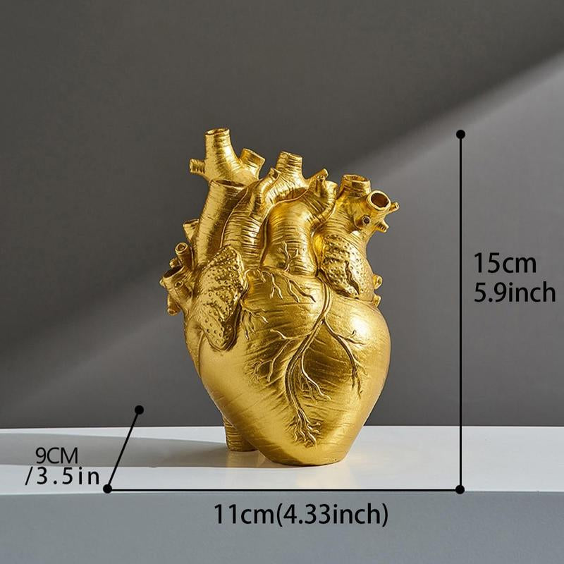Heart Organ Design Flower Vase Decorative Resin Home Decor
