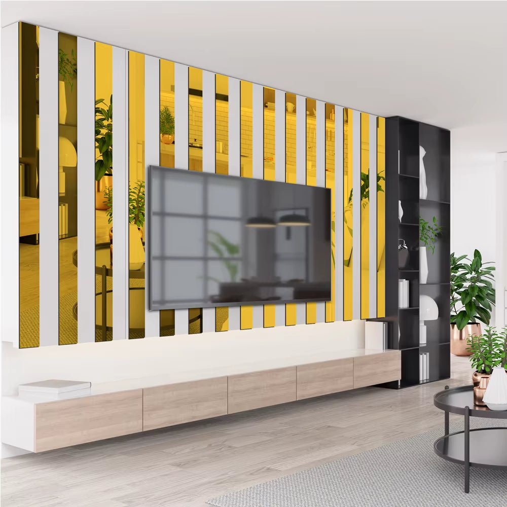 3D Strips Mirror Wall Sticker DIY Mirror Decor Stickers Home Decor Waist Line Ceiling TV Background Art Wall Decoration Stickers