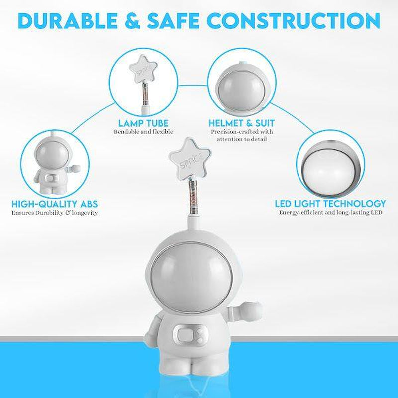 Eliberu Totalsells Astronaut Lamp Led Desk Lamp Book Reading Light Astronauta Star Galaxy Light Cute Desk Accessories Desk Lamp for College Dorm Room Friendship Lamps - White