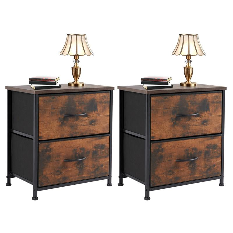Nightstand with 2 Fabric Drawers, Small Dresser, Side Table, End Table, Bedside Table, Night Stands, Bedroom Furniture