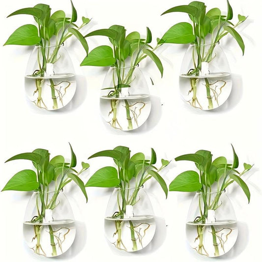 Creative Hydroponic Vase, 1/2/4 Counts Wall Mounted Glass Vase without Plant, Wall Hanging Vase for Home Office Balcony Dining Room Dormitory Decor, Terrarium