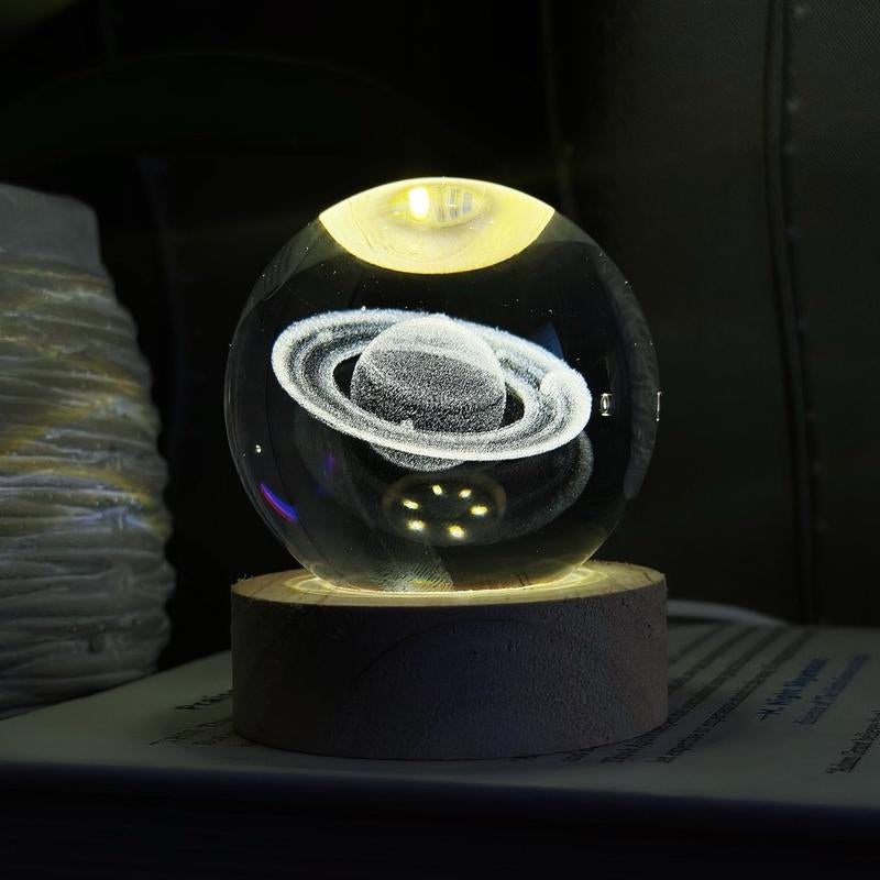 Astrale LED Crystal Space Lamp, Galaxy, Moon, Saturn, Solar System, Night Light, Desk Decoration, Gift Idea for Kids, Girlfriend, Boyfriend