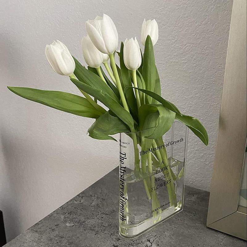 Acrylic Book Shaped Vase Modern Home Decorative Accent