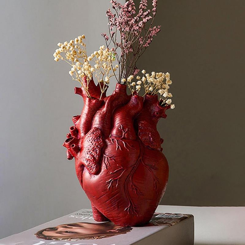 Heart Organ Design Flower Vase Decorative Resin Home Decor