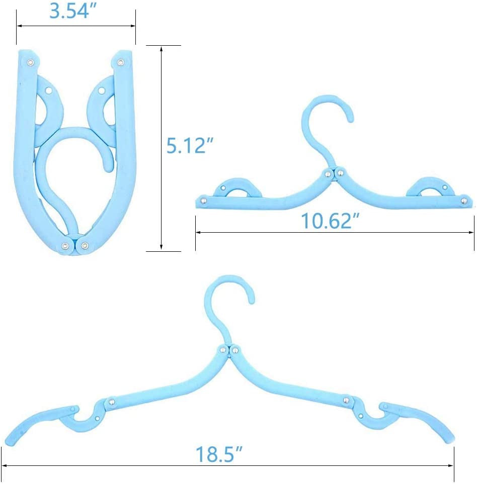 10 Pcs Foldable Plastic Travel Hangers for Clothes Organization