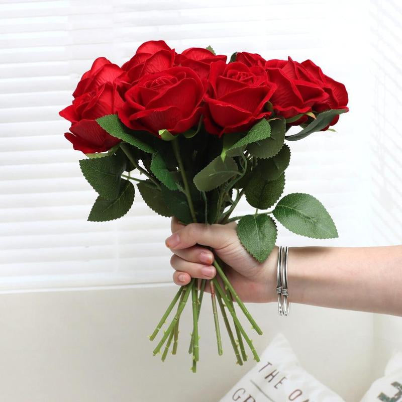 Artificial Rose Flowers - 12-Piece DIY Spring Decorative Bouquet for Wedding Centerpieces and Home Decor