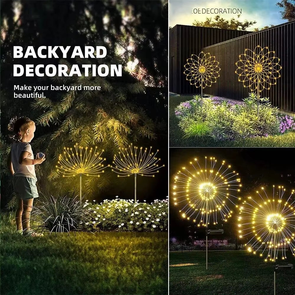 LED Solar Firework Lights Colorful Outdoor Garden Decoration