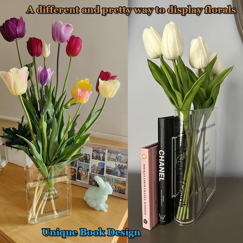 Acrylic Book Shaped Vase Modern Home Decorative Accent